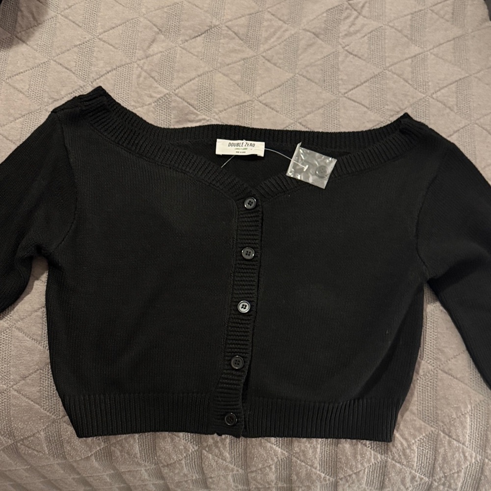 Double Zero Black Off-the-Shoulder Sweater